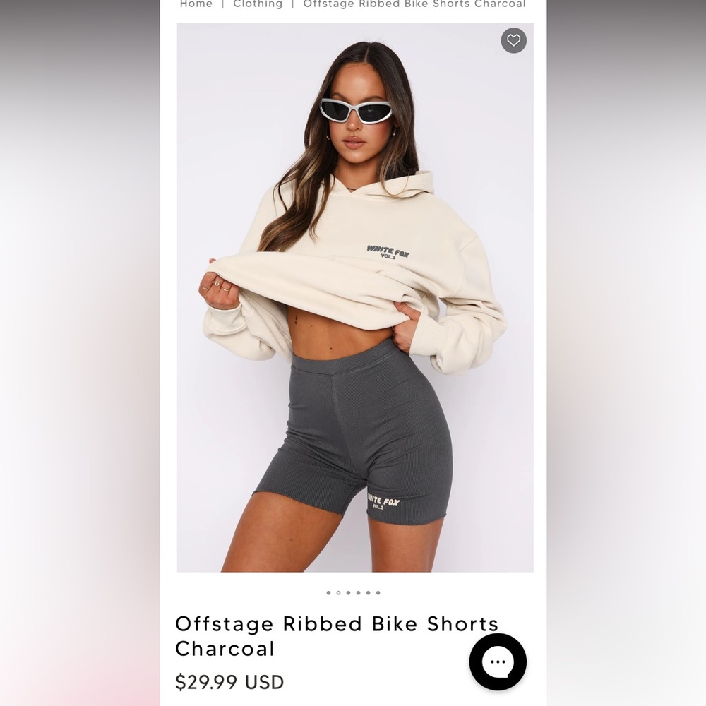 White Fox Offstage Ribbed Bike Shorts